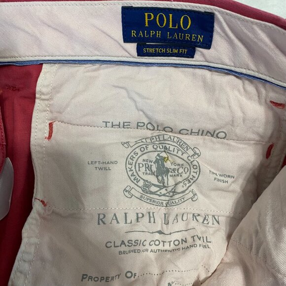 Polo Ralph Lauren Polo Pants Men 36x33 Salmon Pastel Pink Chino Stretch Slim Fit - Picture 5 of 11